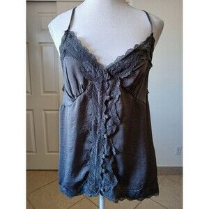 Wishlist Apparel Gray Camisole Tank Lightweight Layering Lace Size XL Y2K
